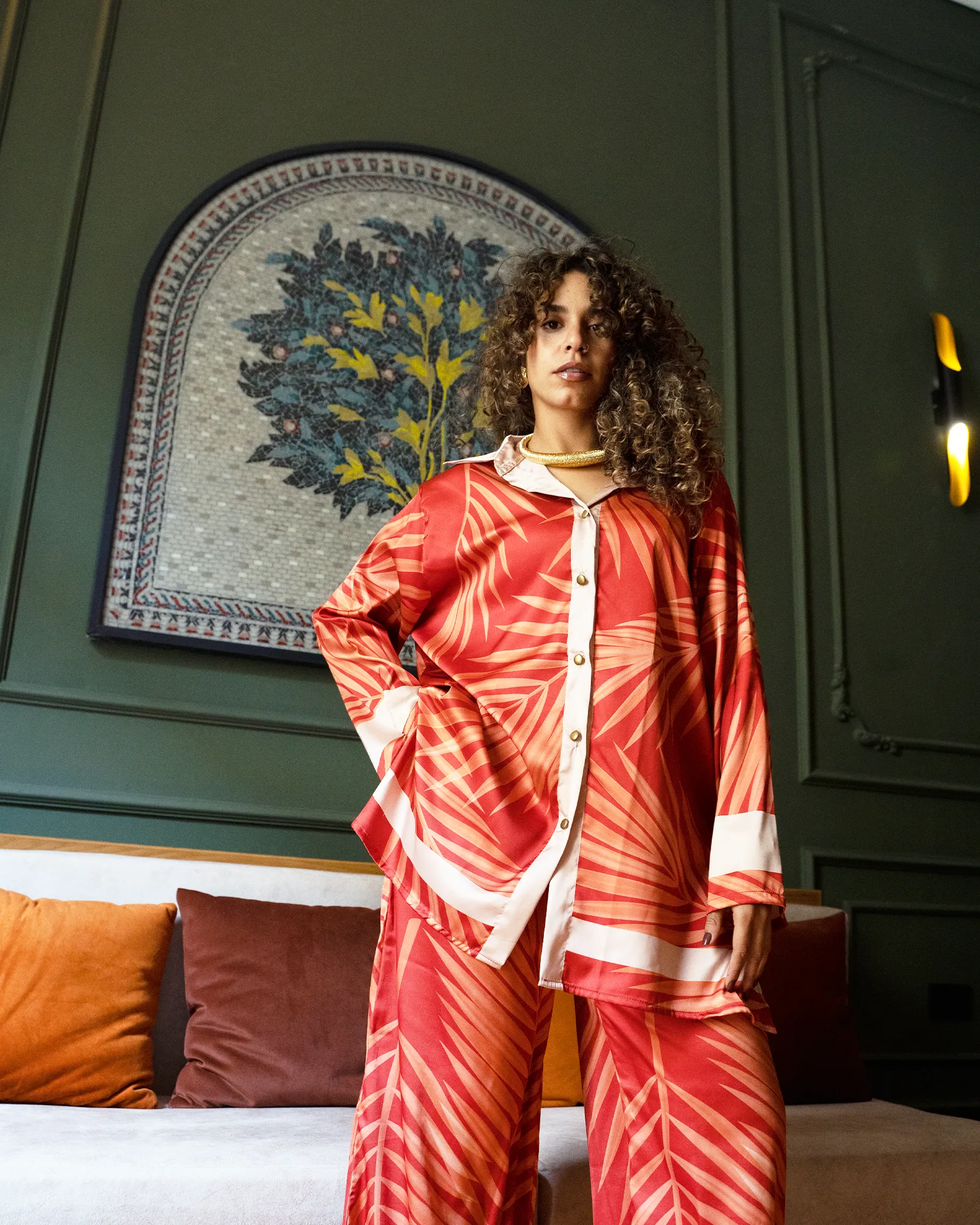 Orange Palm Over-sized Shirt