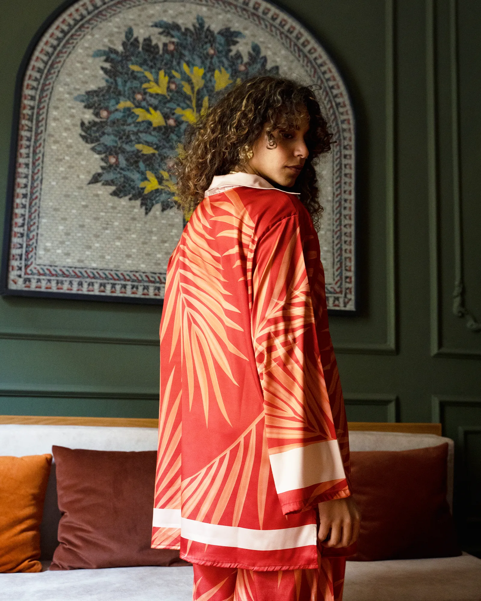 Orange Palm Over-sized Shirt