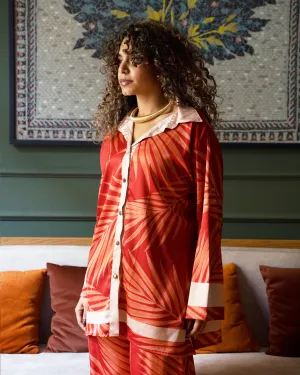 Orange Palm Over-sized Shirt