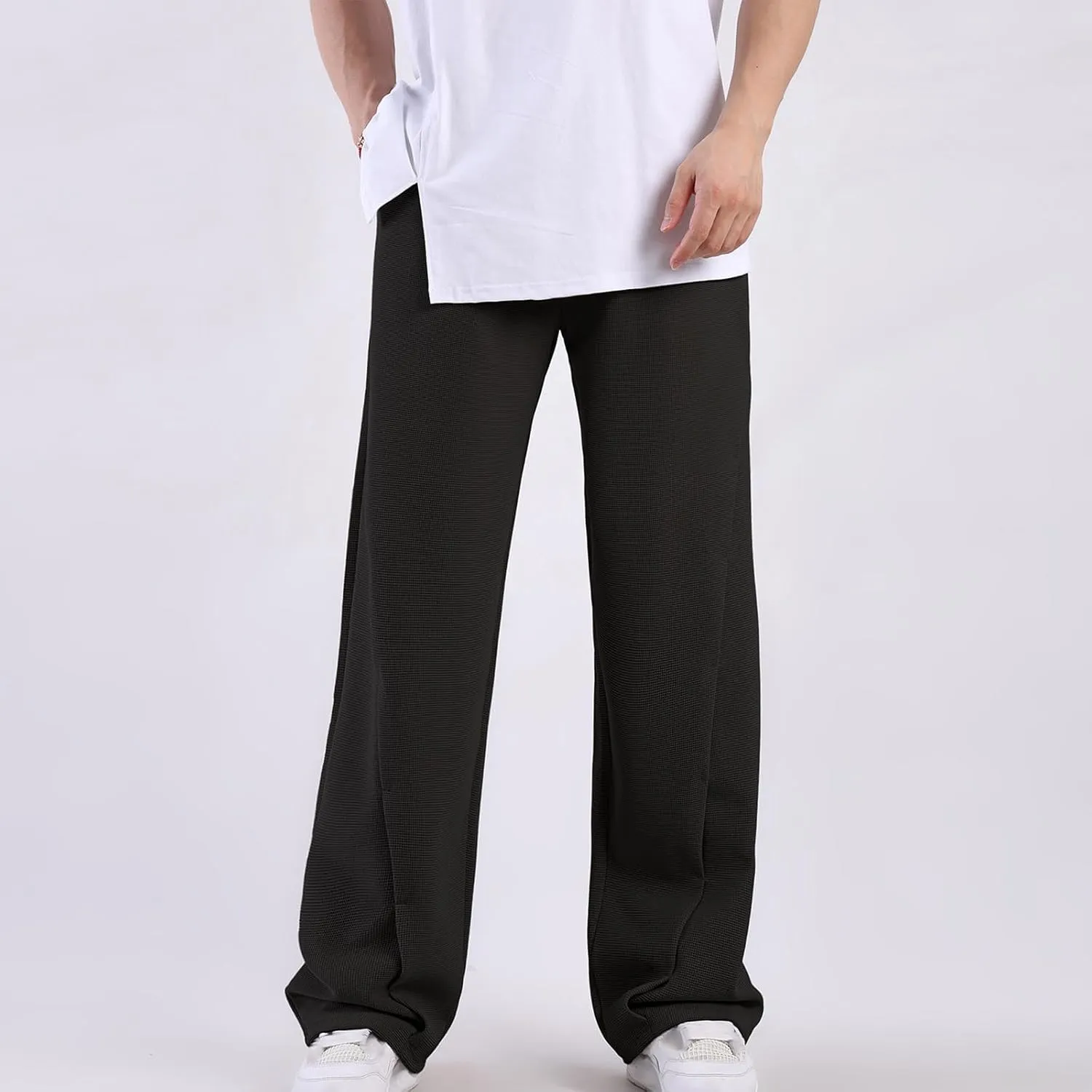 Outdoor Casual Pants Mens Sport Hiking Pants Relaxed Elastic Waist Pants Home Wide Leg Pants Comfy Autumn Pants