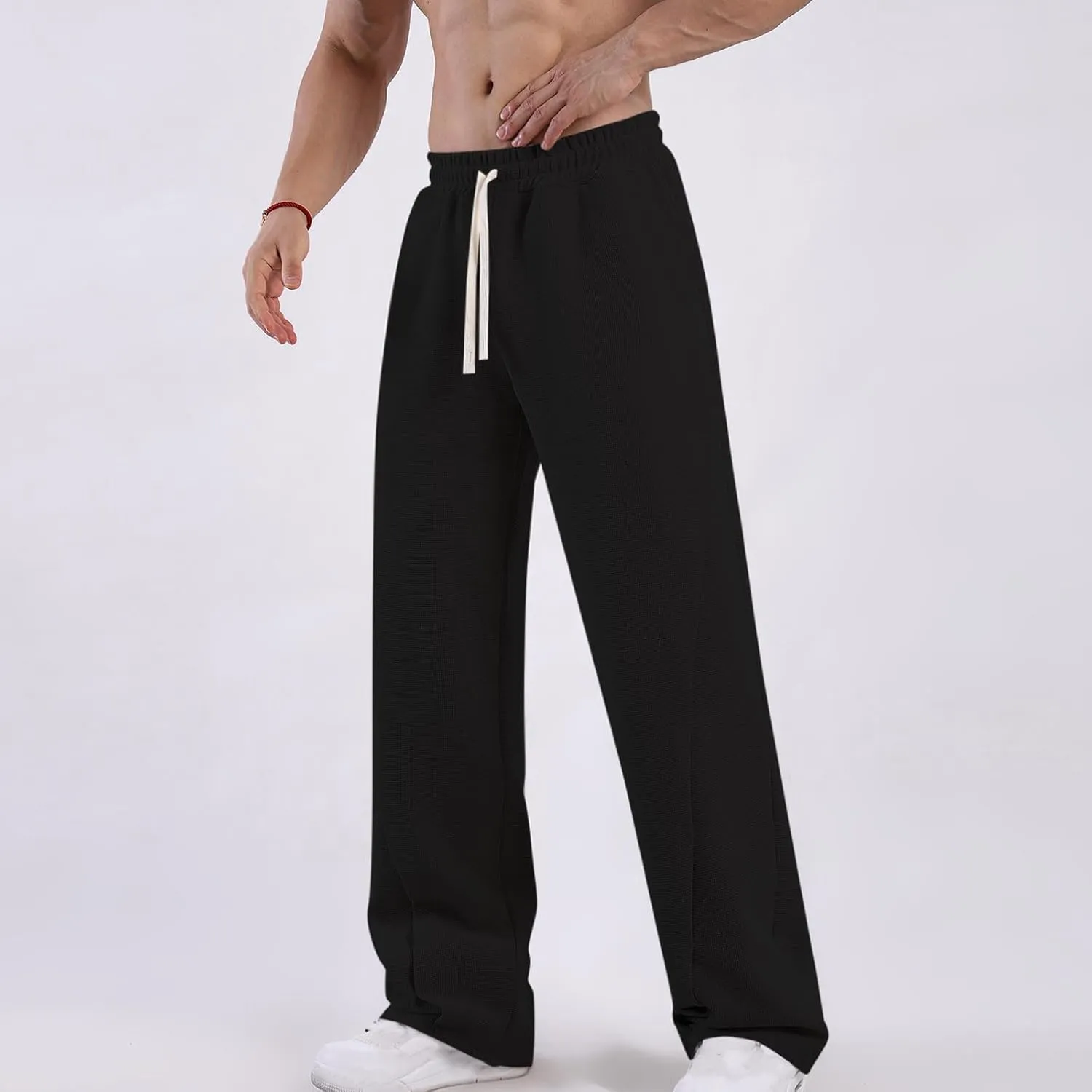 Outdoor Casual Pants Mens Sport Hiking Pants Relaxed Elastic Waist Pants Home Wide Leg Pants Comfy Autumn Pants