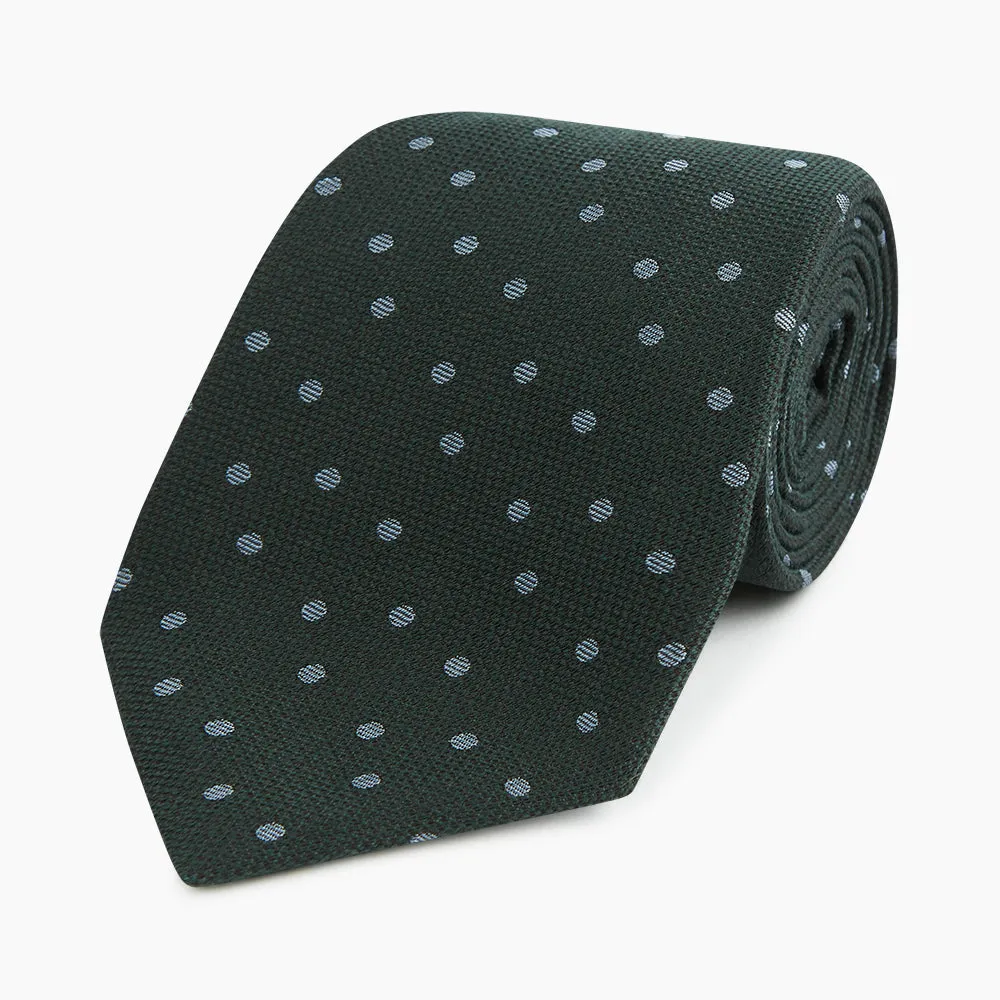 Pale Blue and Green Micro Dot Silk Blend Tie