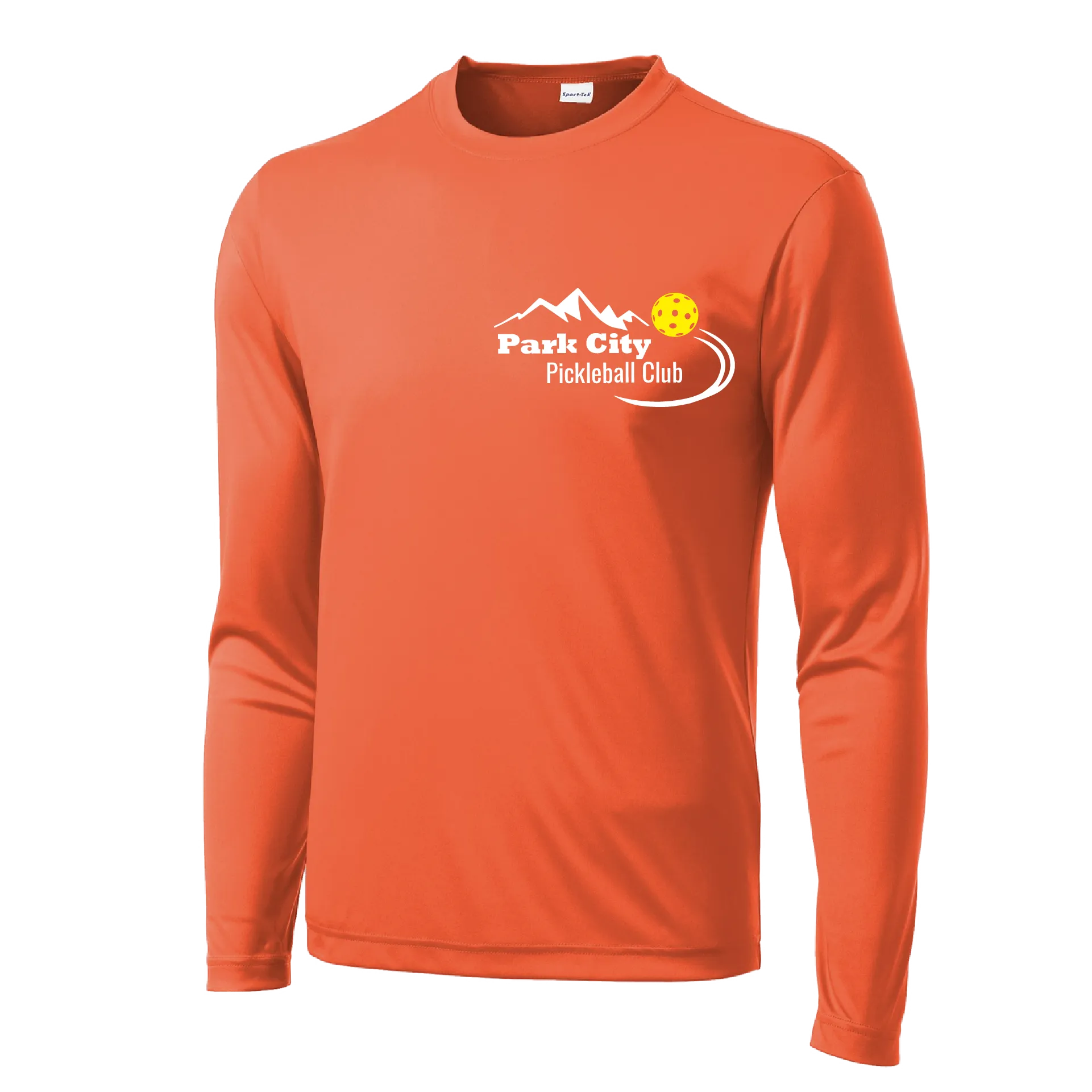 Park City Pickleball Club (White Words) Customizable | Men's Long Sleeve Athletic Shirt | 100% Polyester