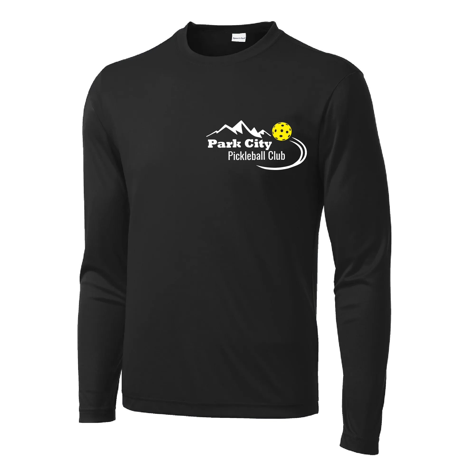 Park City Pickleball Club (White Words) Customizable | Men's Long Sleeve Athletic Shirt | 100% Polyester