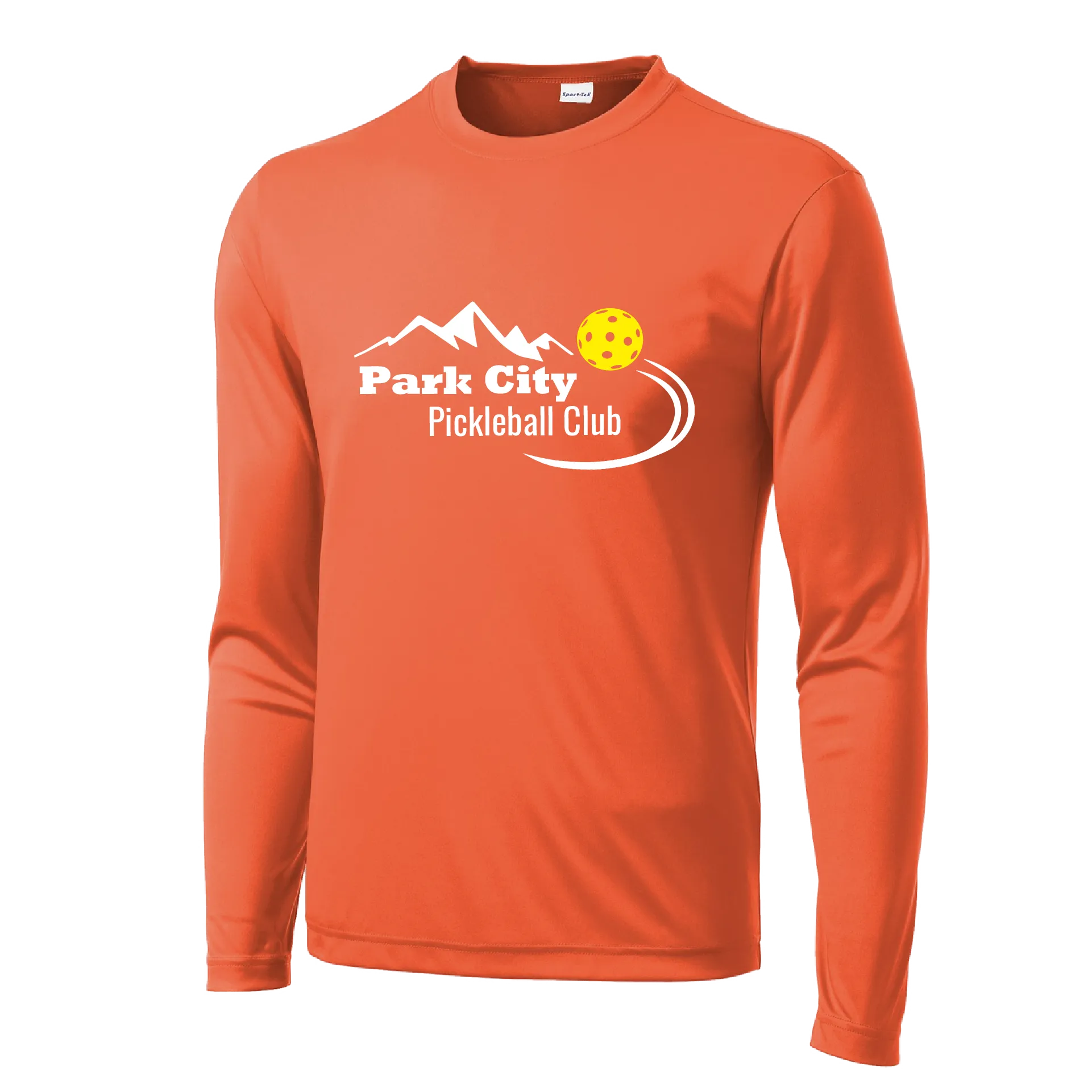 Park City Pickleball Club (White Words) Customizable | Men's Long Sleeve Athletic Shirt | 100% Polyester