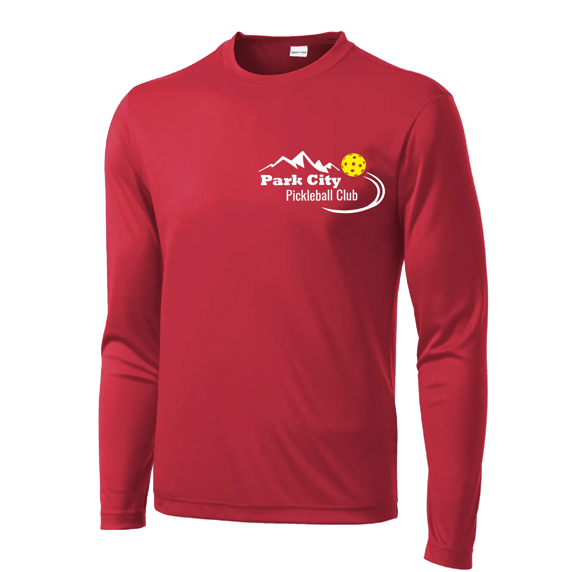 Park City Pickleball Club (White Words) Customizable | Men's Long Sleeve Athletic Shirt | 100% Polyester
