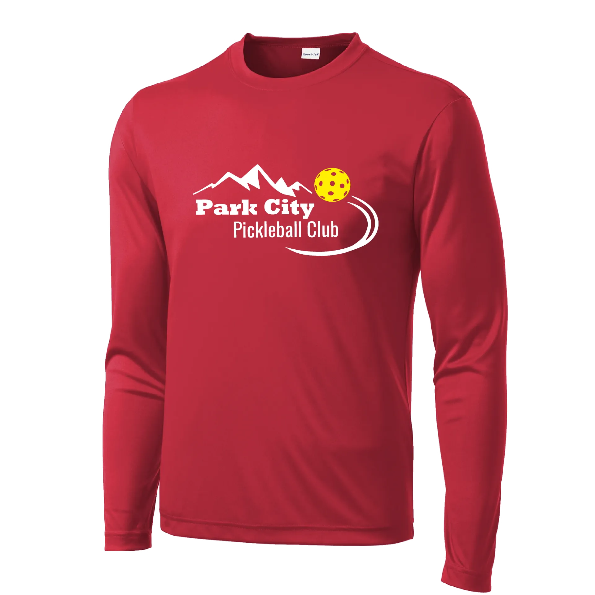 Park City Pickleball Club (White Words) Customizable | Men's Long Sleeve Athletic Shirt | 100% Polyester