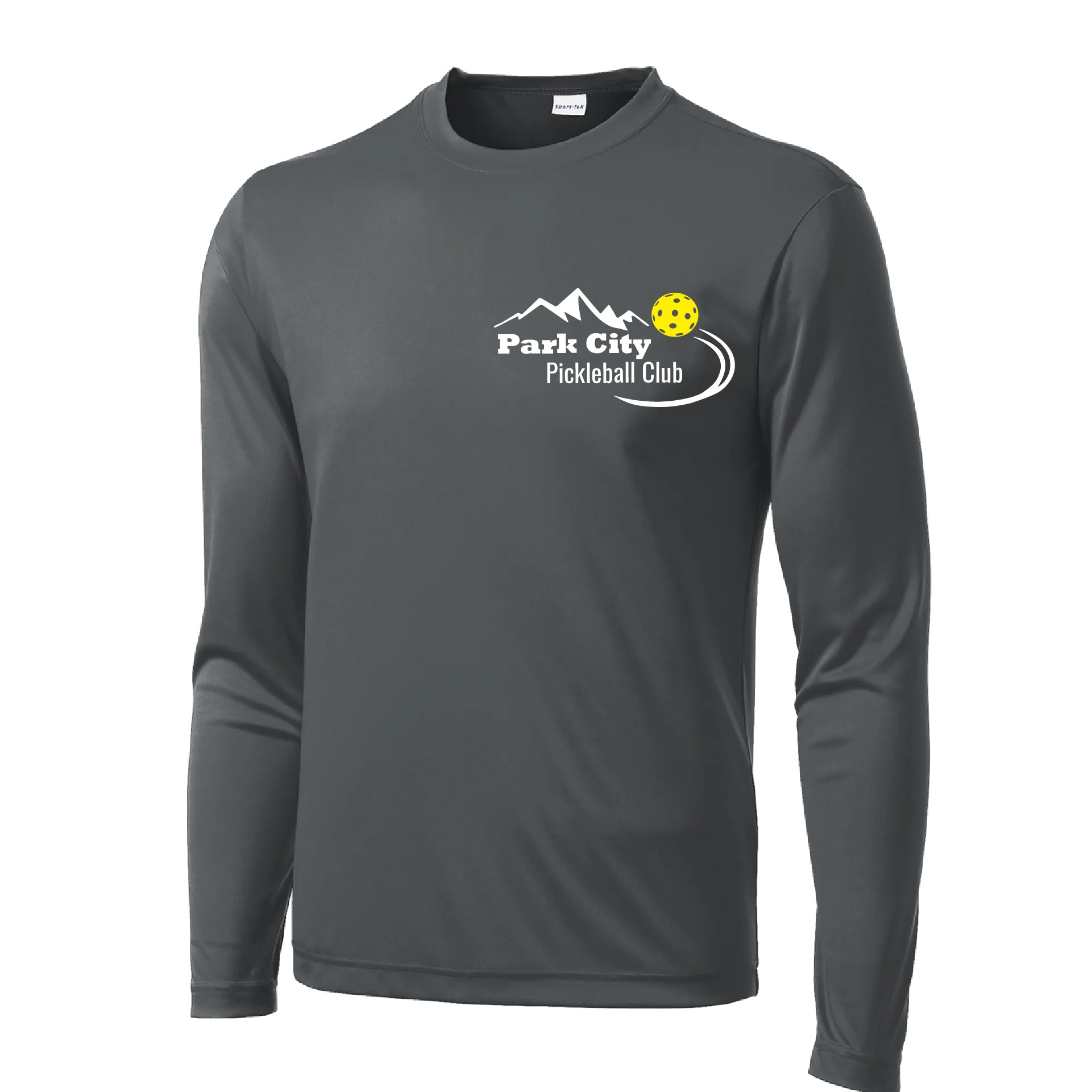 Park City Pickleball Club (White Words) Customizable | Men's Long Sleeve Athletic Shirt | 100% Polyester