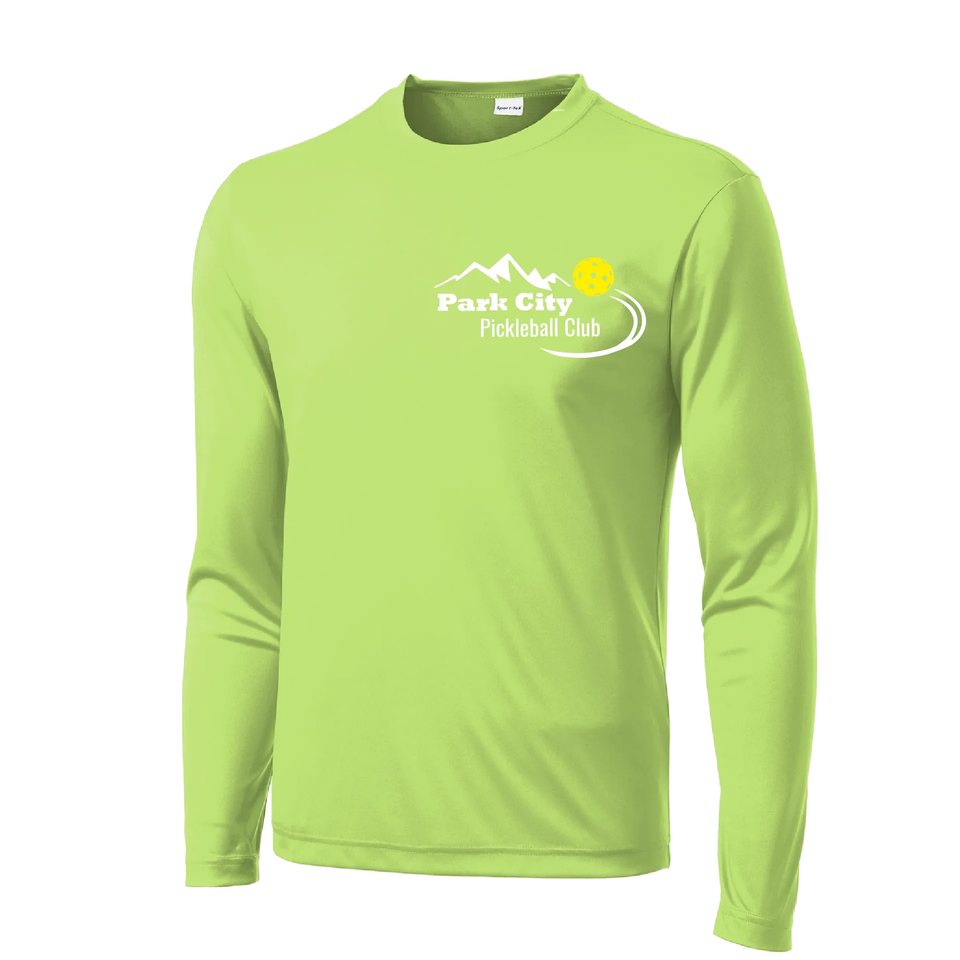 Park City Pickleball Club (White Words) Customizable | Men's Long Sleeve Athletic Shirt | 100% Polyester