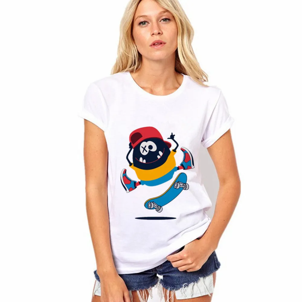 Pattern Print White Scoop Short Sleeves Regular T-shirt