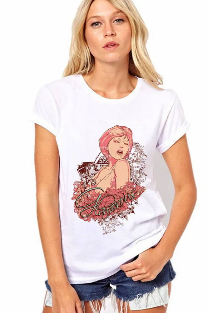 Pattern Print White Scoop Short Sleeves Regular T-shirt