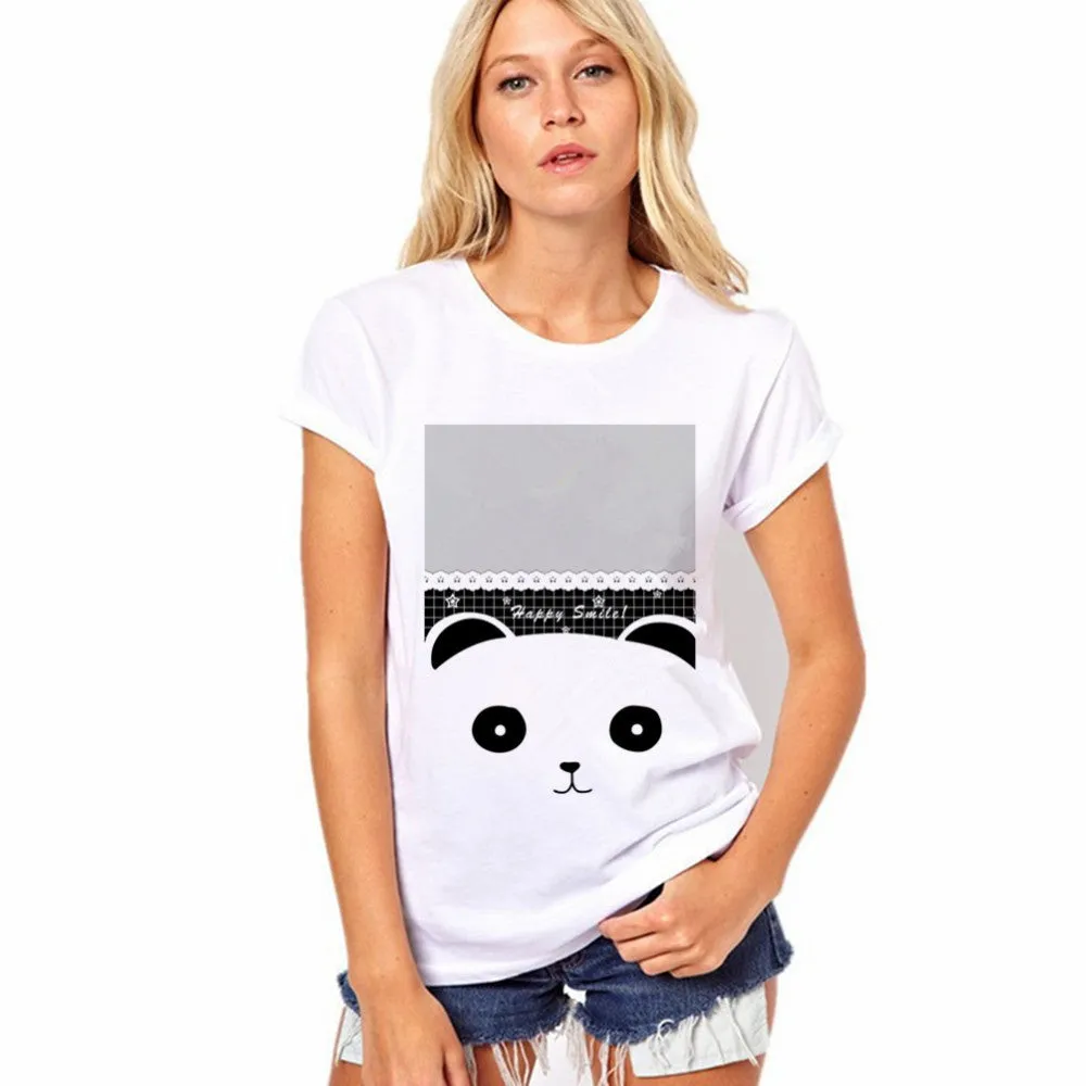 Pattern Print White Scoop Short Sleeves Regular T-shirt