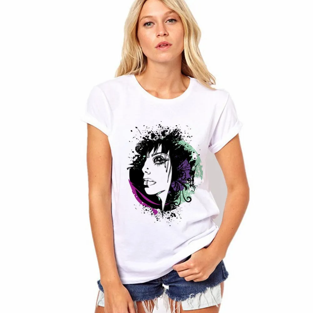 Pattern Print White Scoop Short Sleeves Regular T-shirt