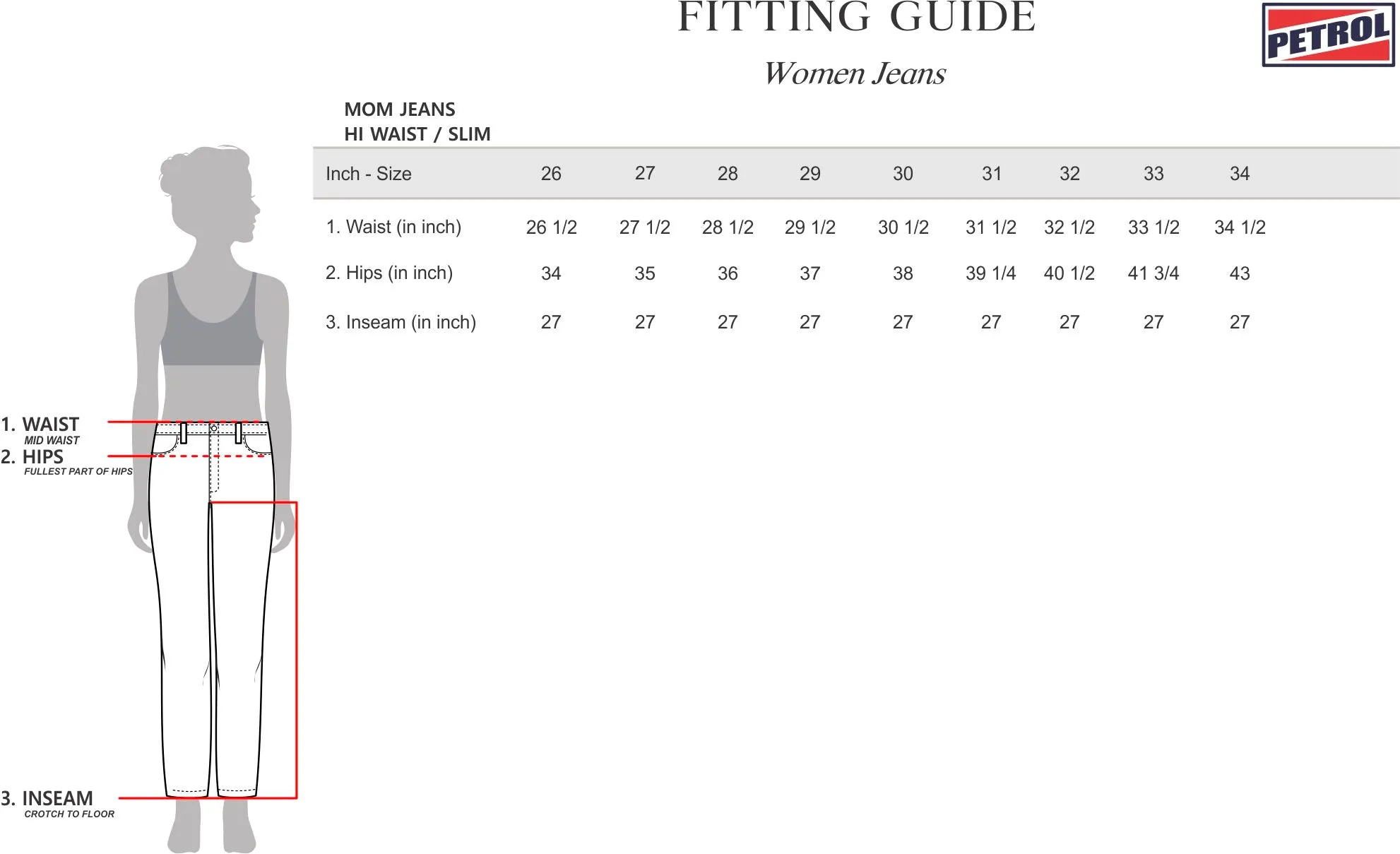 Petrol Ladies' Basic Denim Mid Waist Pants Straight cut fitting Trendy fashion Mom Boy Friend Jeans Casual Bottoms Black Pants for Women 146074-U (Black)