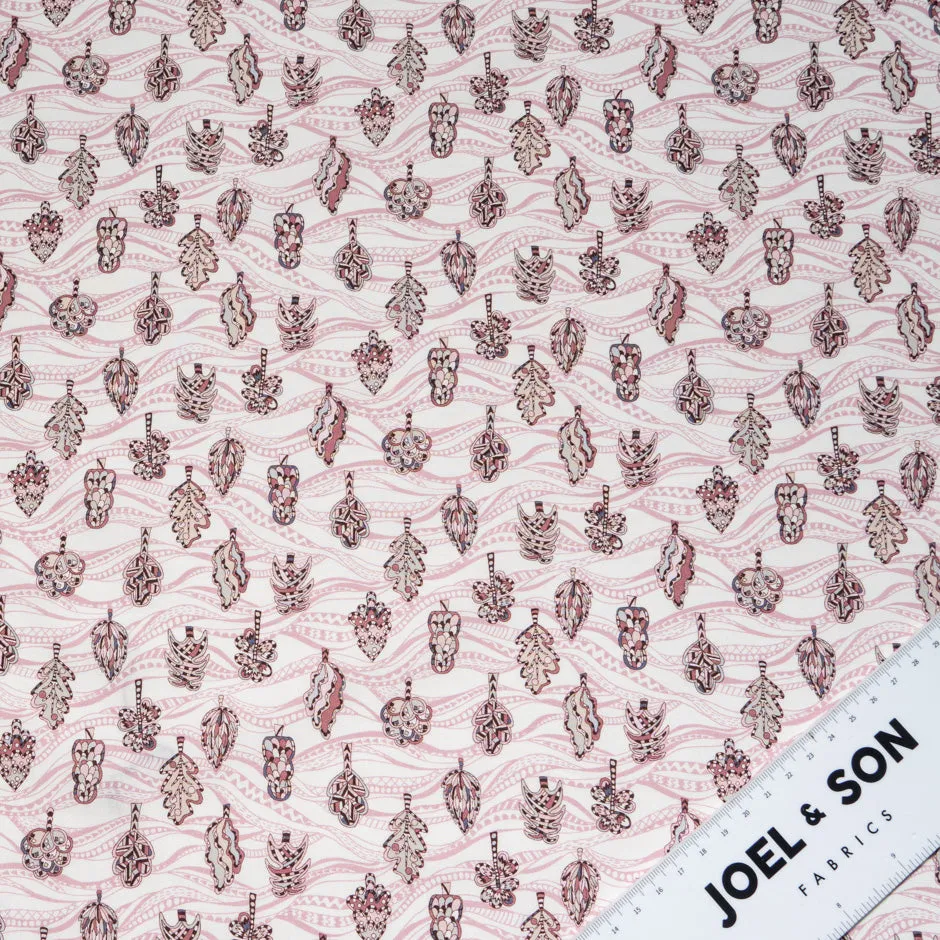 Pink Floral Printed Ivory Pure Cotton