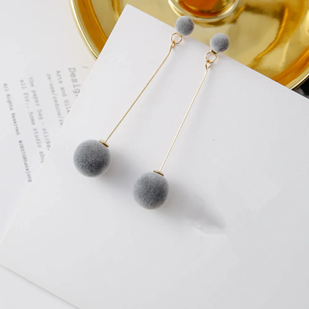 Plush Ball Drop Earrings