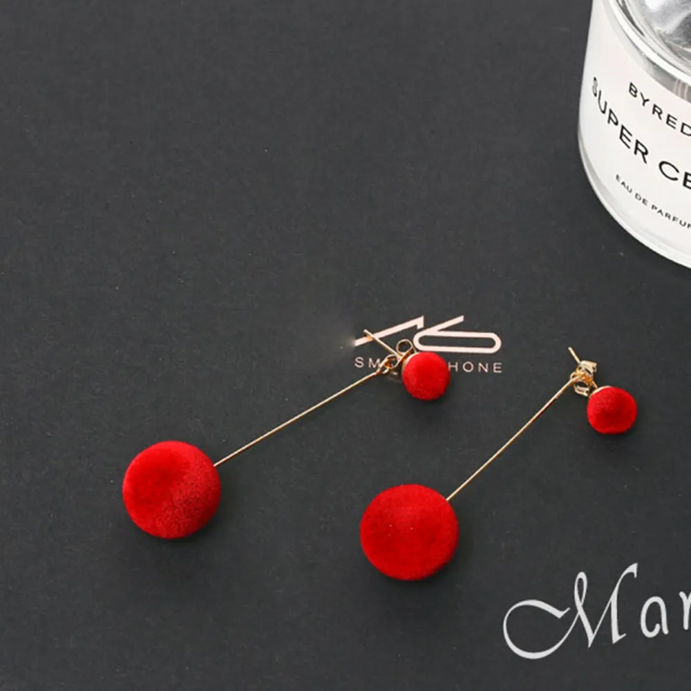 Plush Ball Drop Earrings