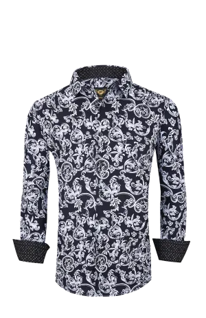 PREMIERE SHIRTS: BLACK WHITE PAISLEY
