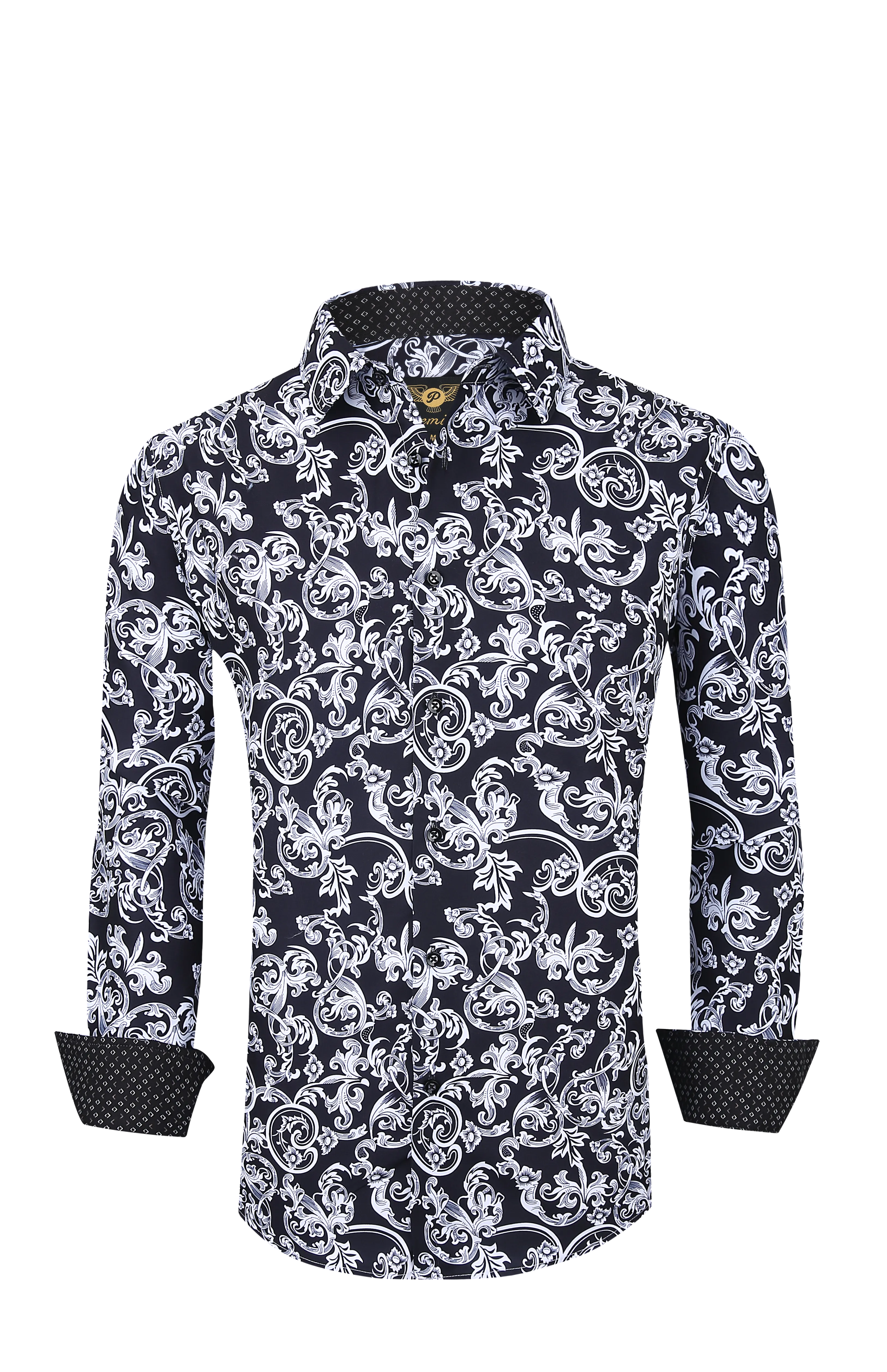 PREMIERE SHIRTS: BLACK WHITE PAISLEY