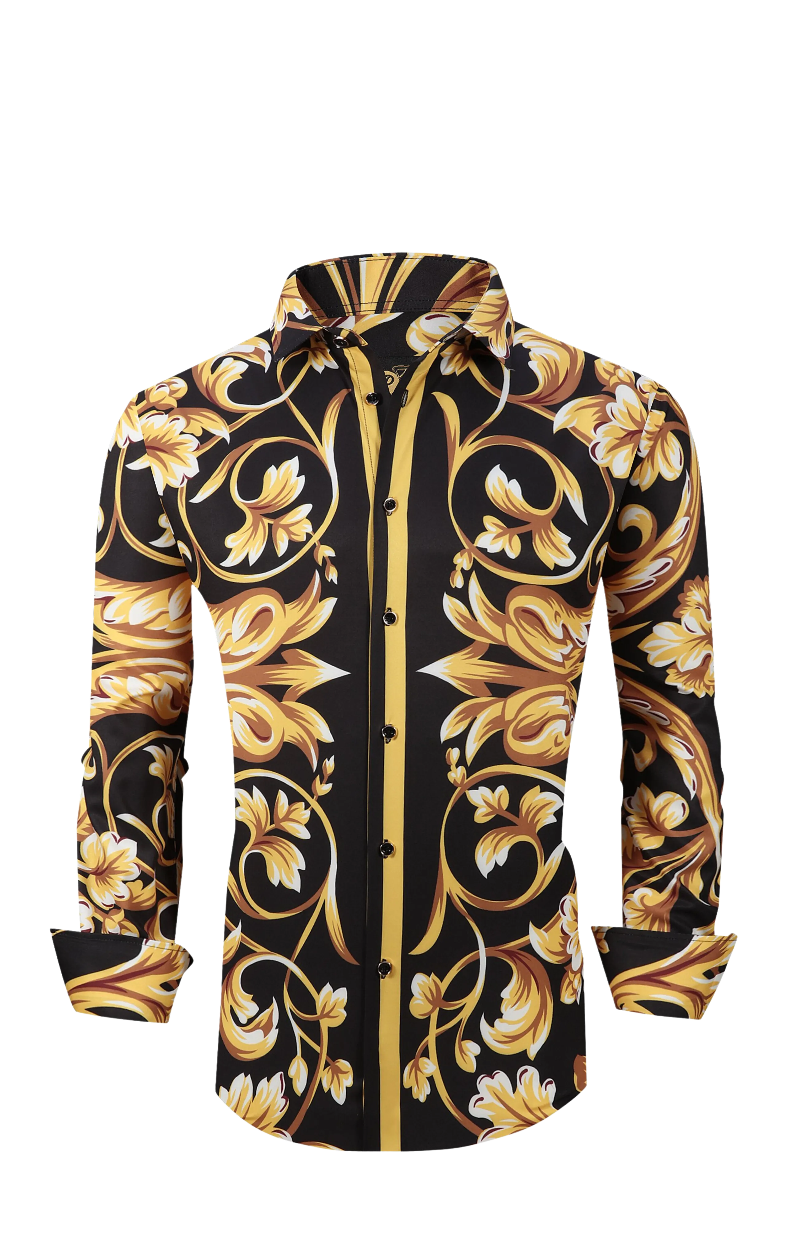 PREMIERE SHIRTS: BLACK/GOLD FLORAL TRIBAL