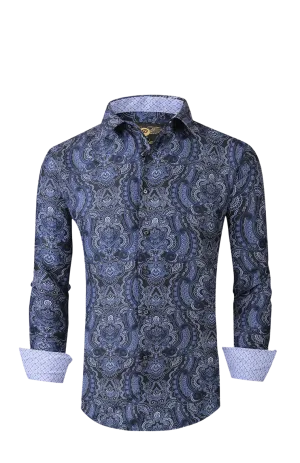 PREMIERE SHIRTS: NAVY BLUE PAISLEY
