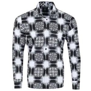 PREMIERE SHIRTS: WHITE/BLACK SQUARE SPOTS