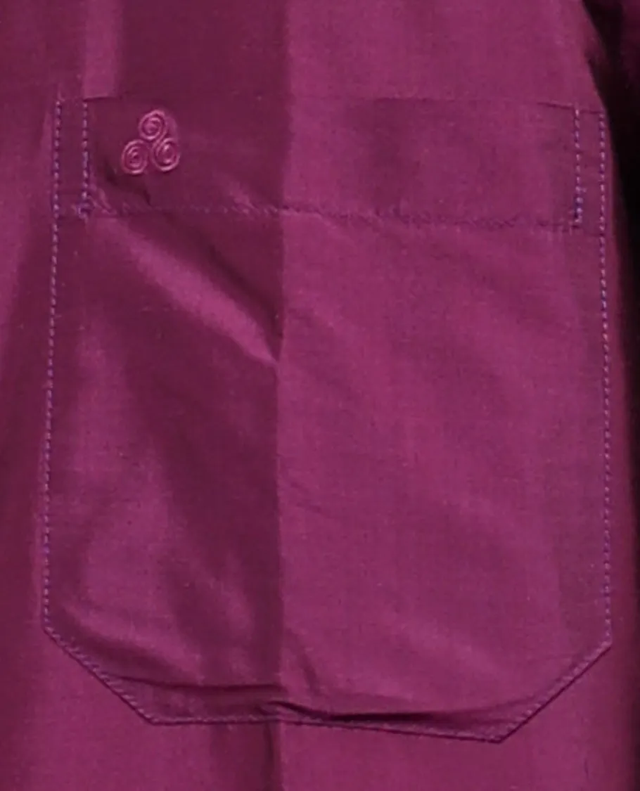 Purple plain design full-sleeve pure-silk shirt