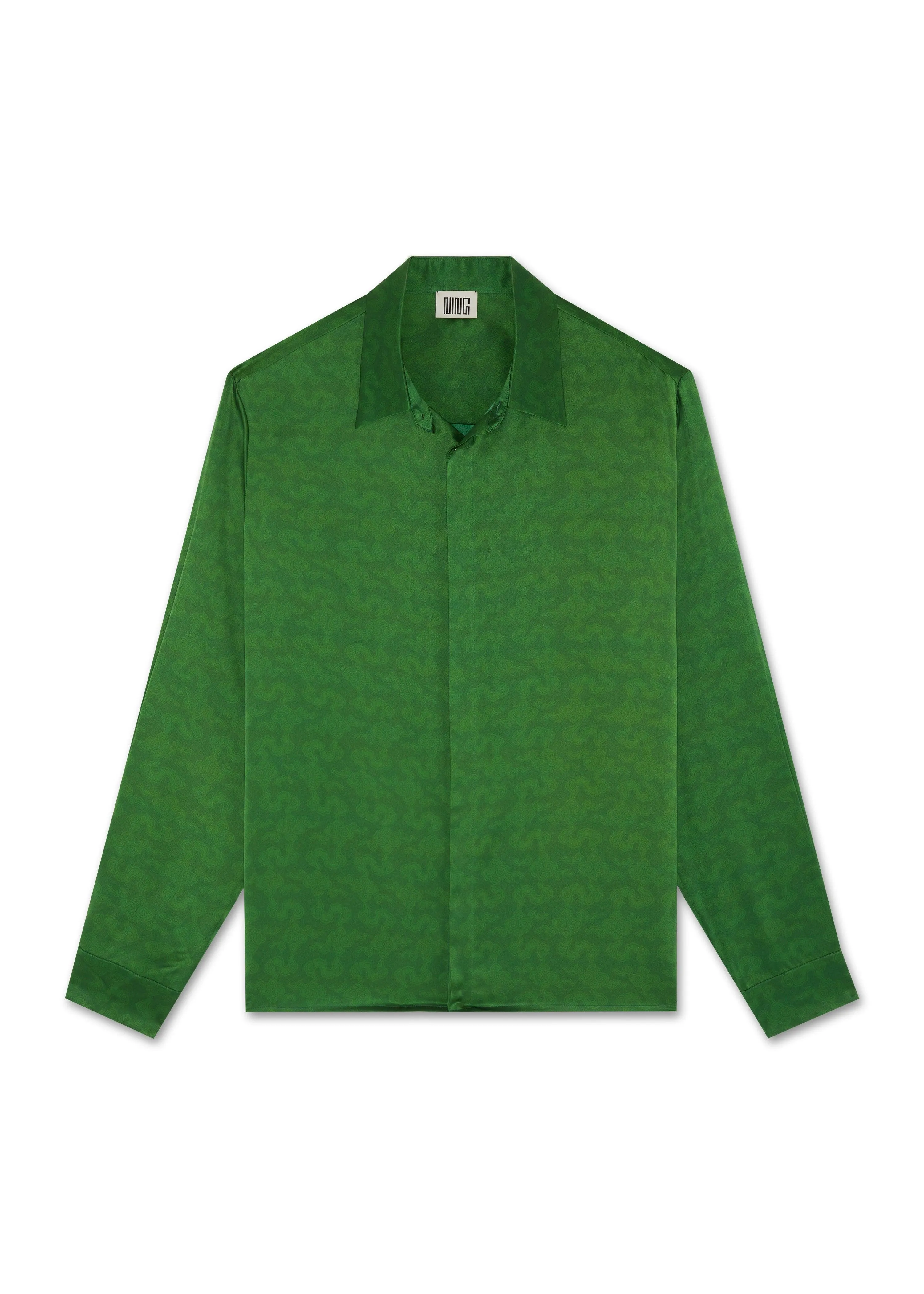 Resort Cloud Long Sleeve Mulberry Silk Shirt Formal Garden