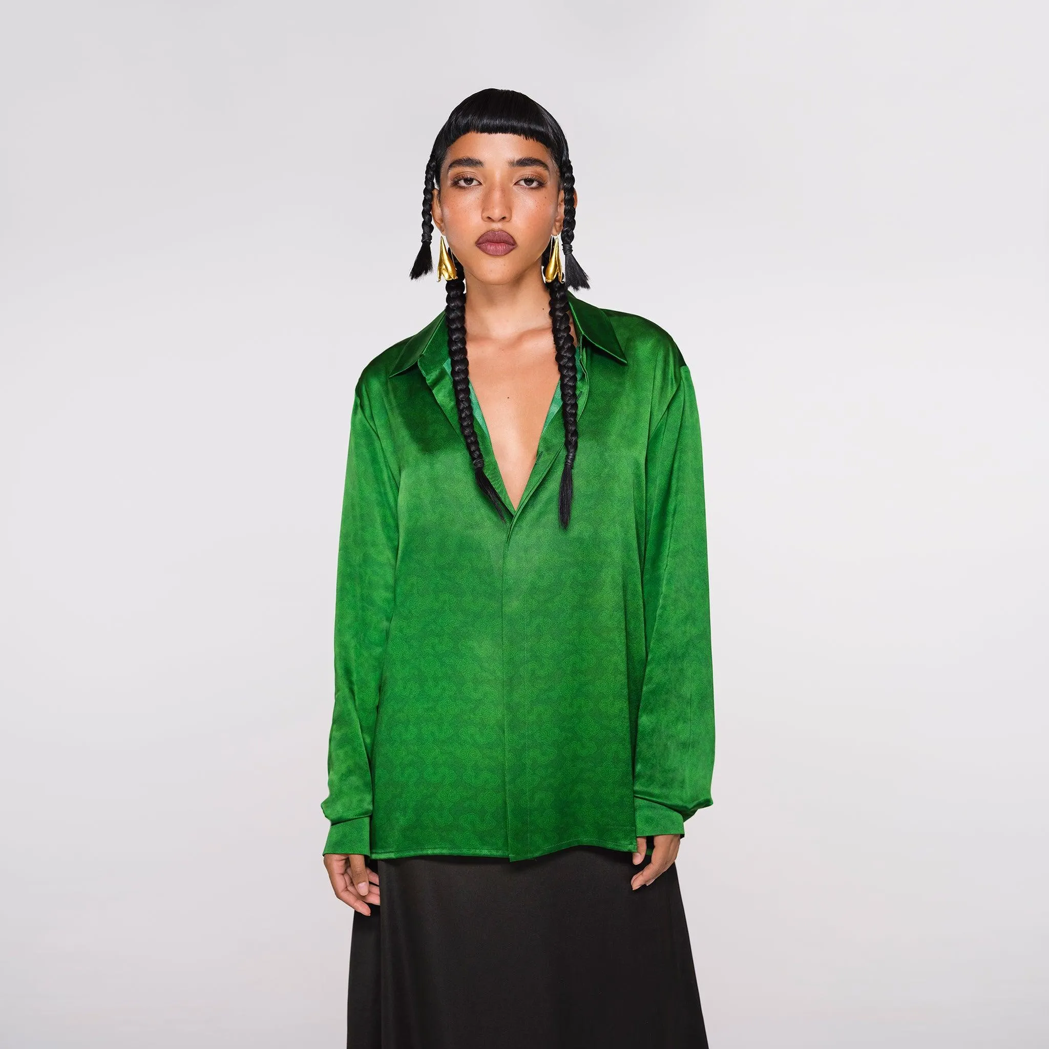 Resort Cloud Long Sleeve Mulberry Silk Shirt Formal Garden