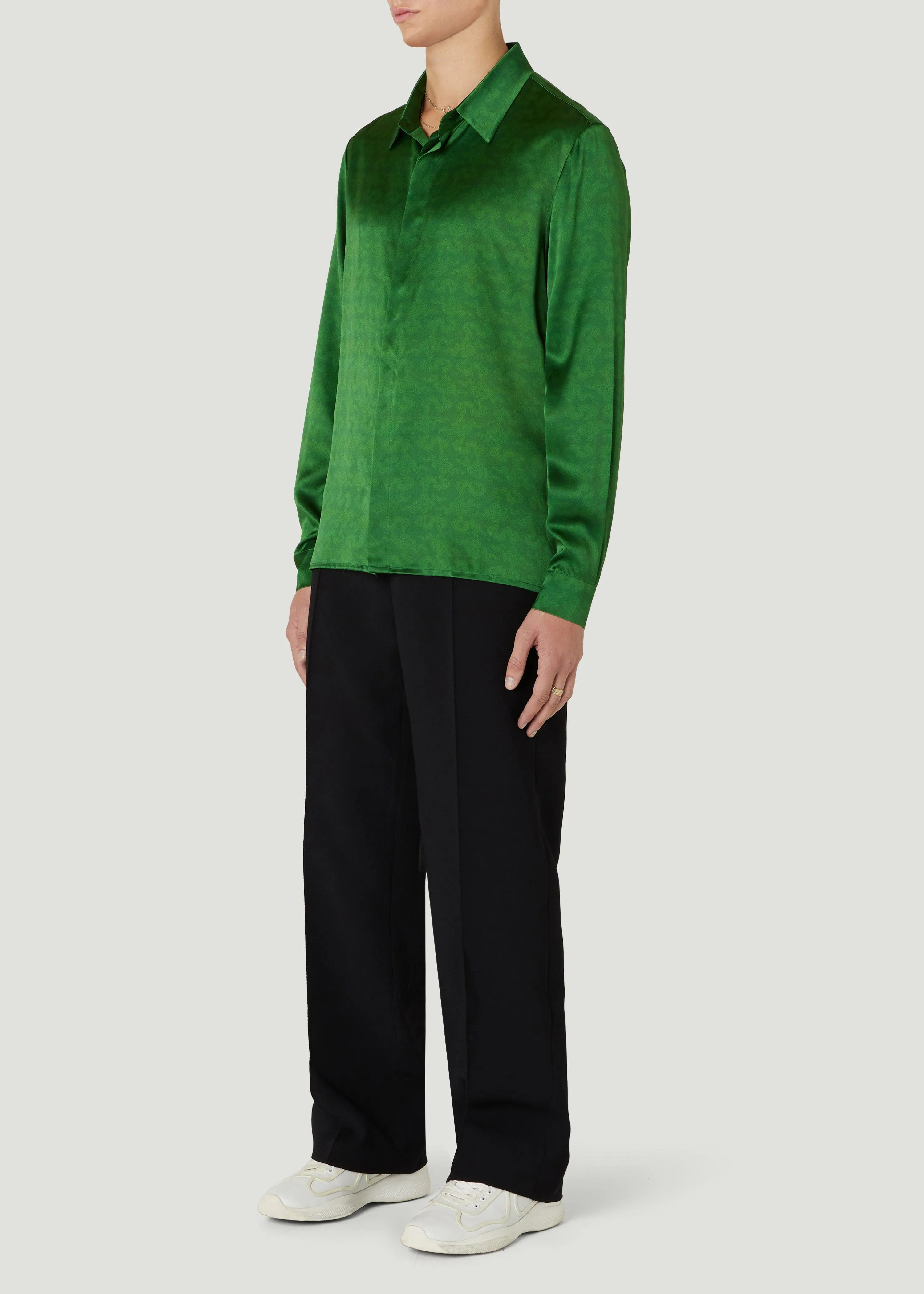 Resort Cloud Long Sleeve Mulberry Silk Shirt Formal Garden
