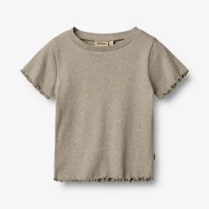 Rib T-shirt S/S Alicia - gravel melange