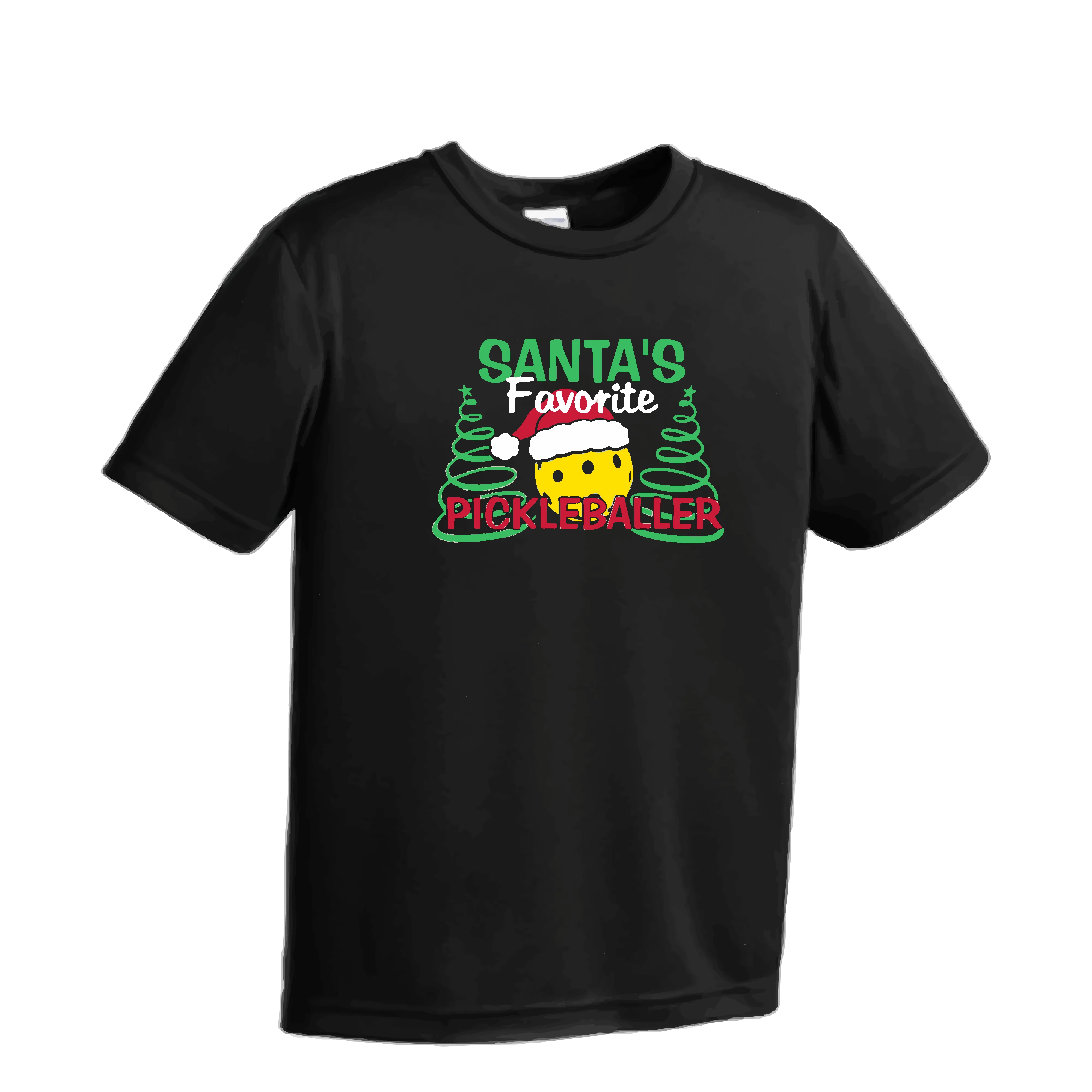 Santa's Favorite Pickleballer | Youth Short Sleeve Pickleball Shirts | 100% Polyester