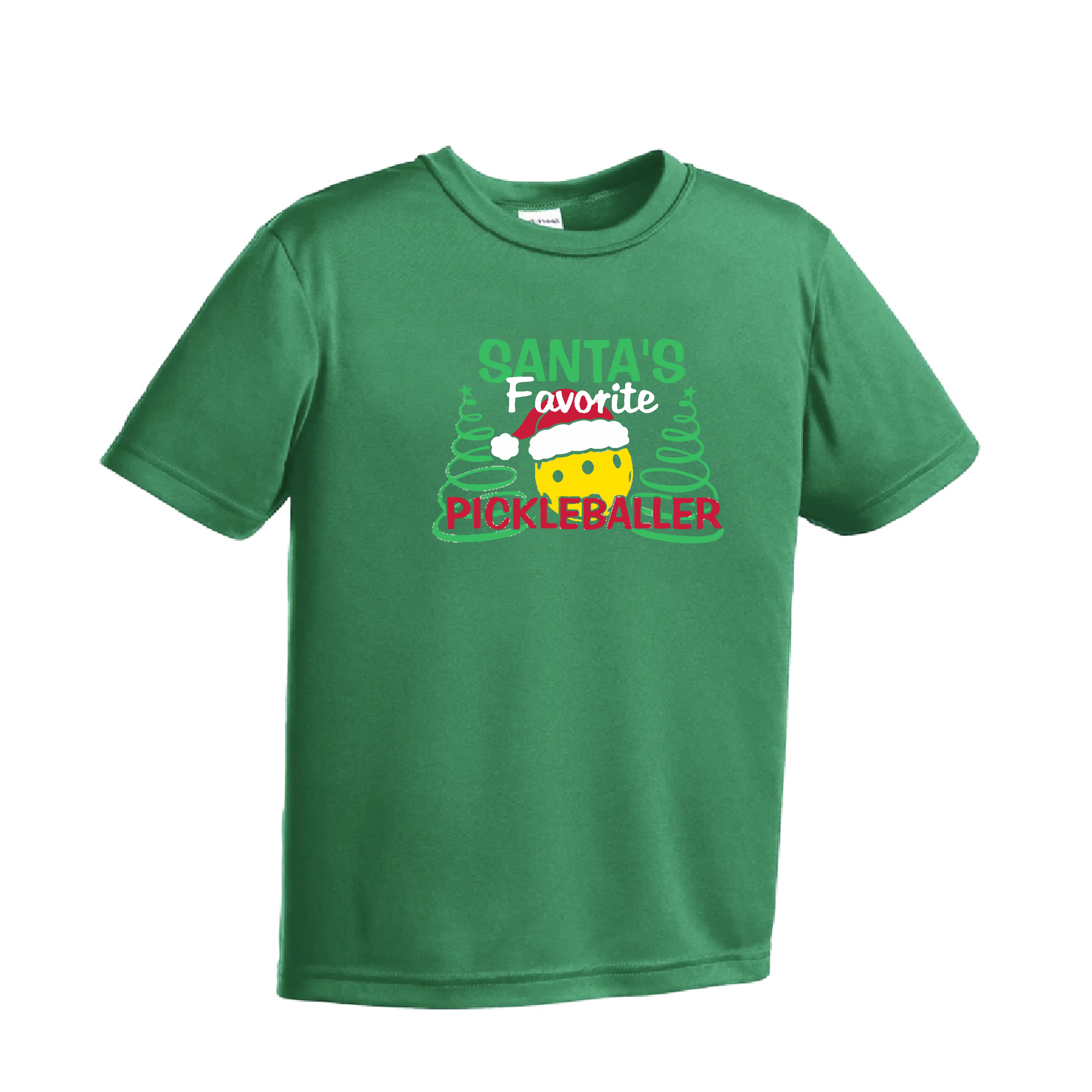 Santa's Favorite Pickleballer | Youth Short Sleeve Pickleball Shirts | 100% Polyester