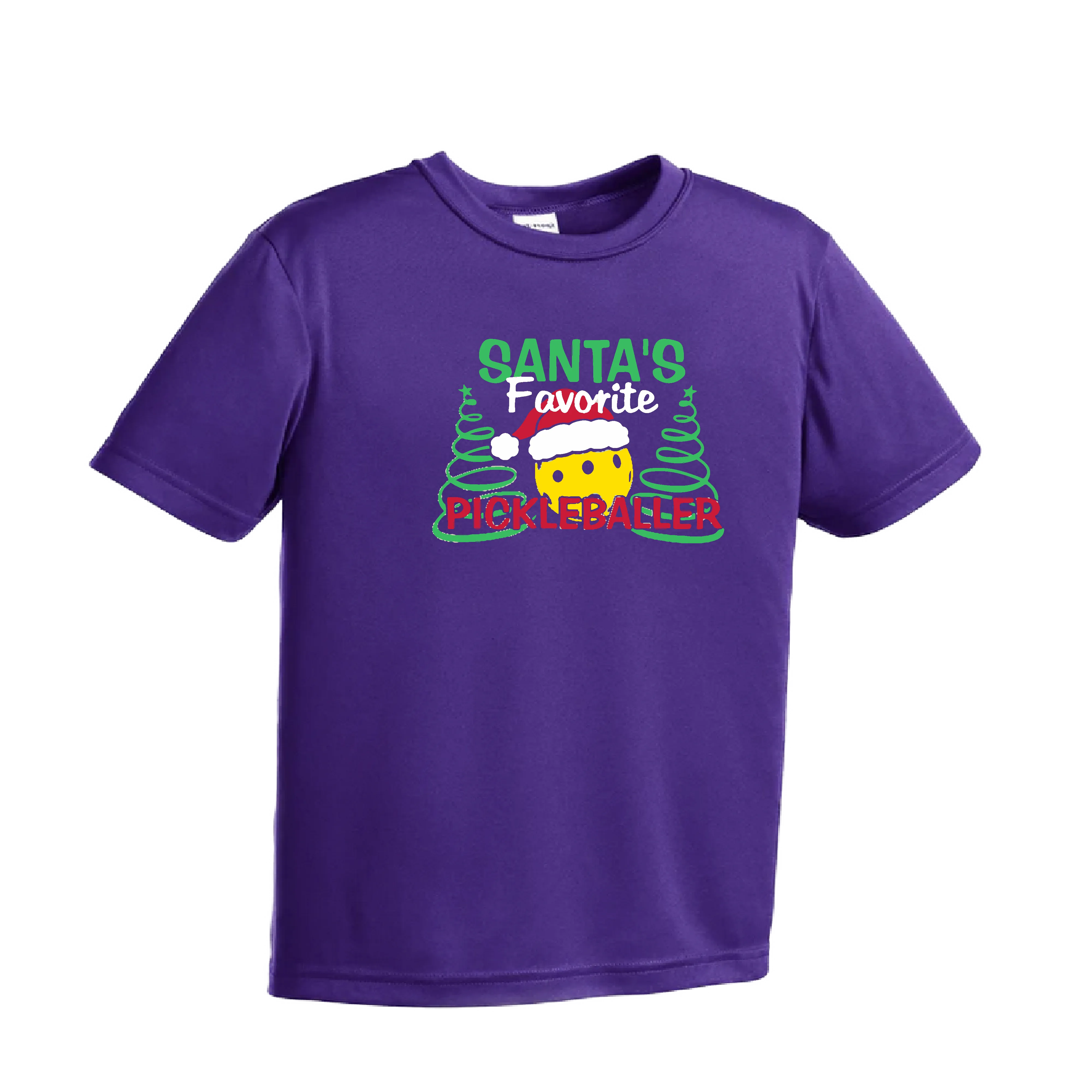 Santa's Favorite Pickleballer | Youth Short Sleeve Pickleball Shirts | 100% Polyester