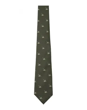 Schoffel Silk Tie - Dark Olive Woodcock