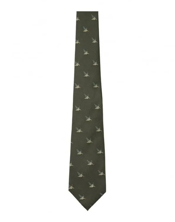Schoffel Silk Tie - Dark Olive Woodcock