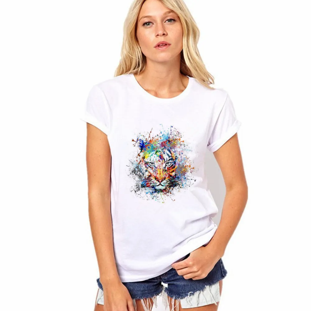 Scoop Print White Short Sleeves Regular T-shirt