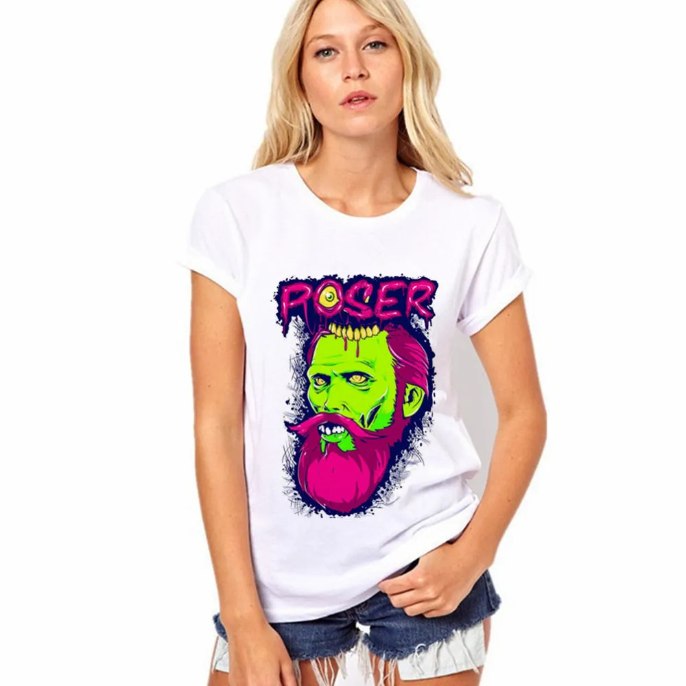 Scoop Print White Short Sleeves Regular T-shirt