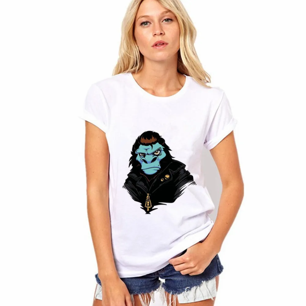 Scoop Print White Short Sleeves Regular T-shirt