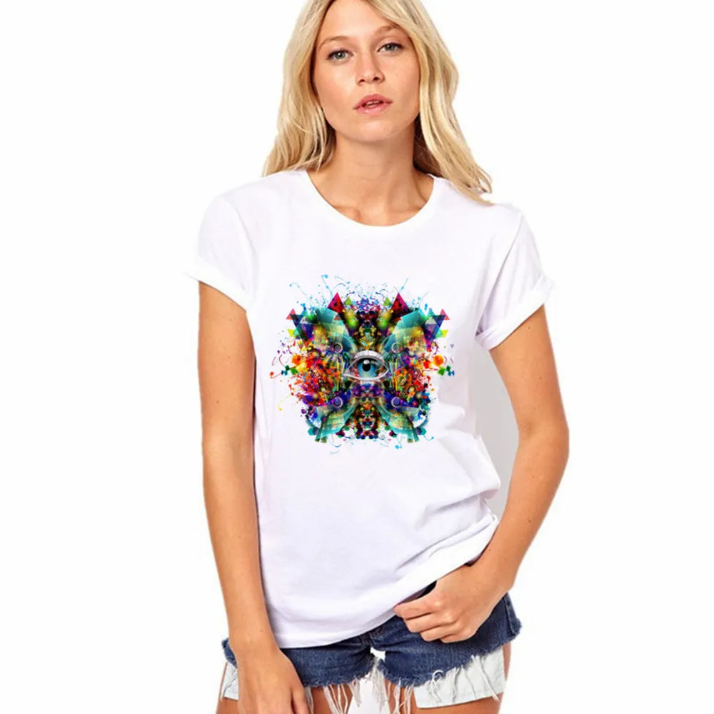Scoop Print White Short Sleeves Regular T-shirt