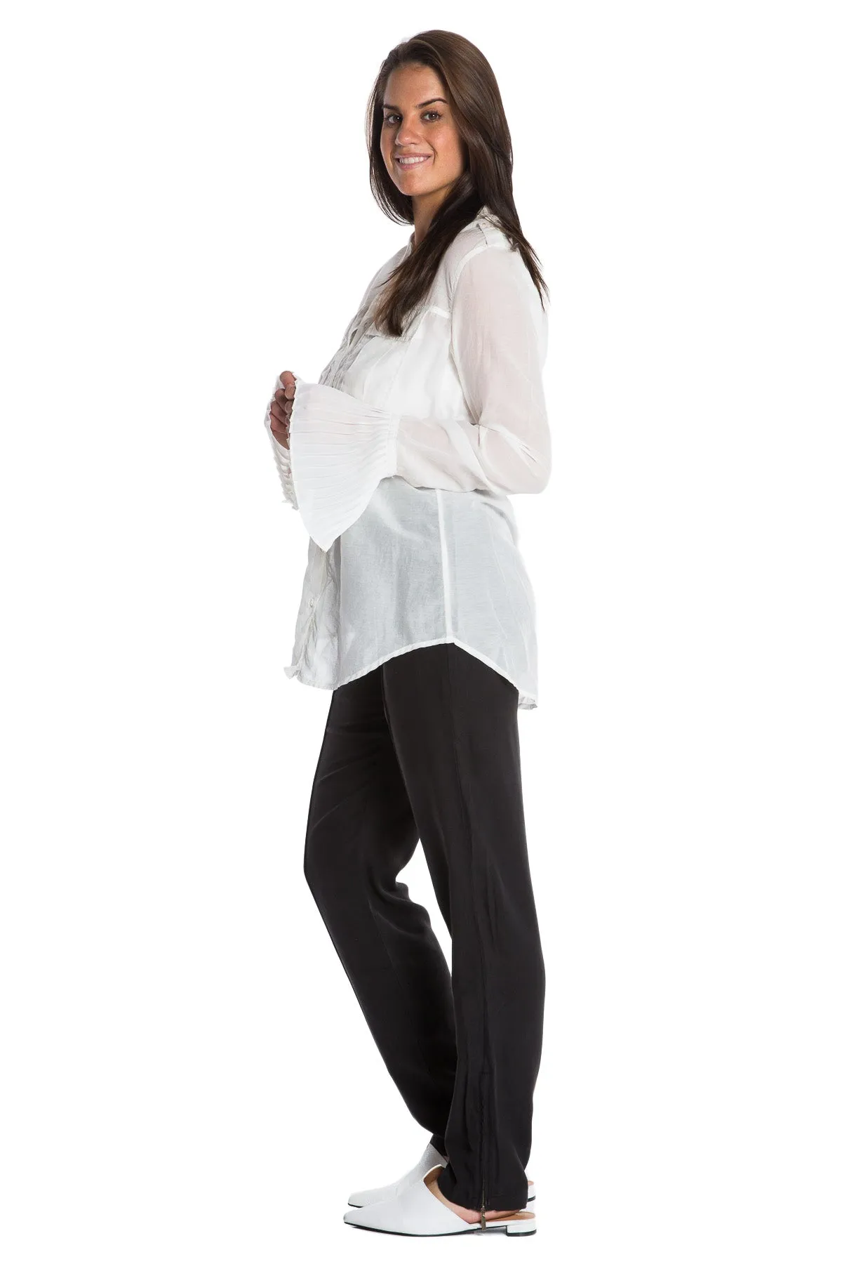 Silk long sleeve blouse in White