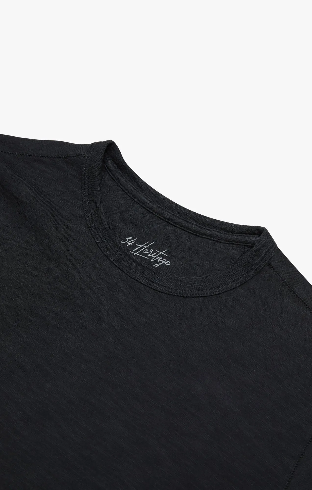 Slub Crew Neck Long Sleeve Shirt in Black