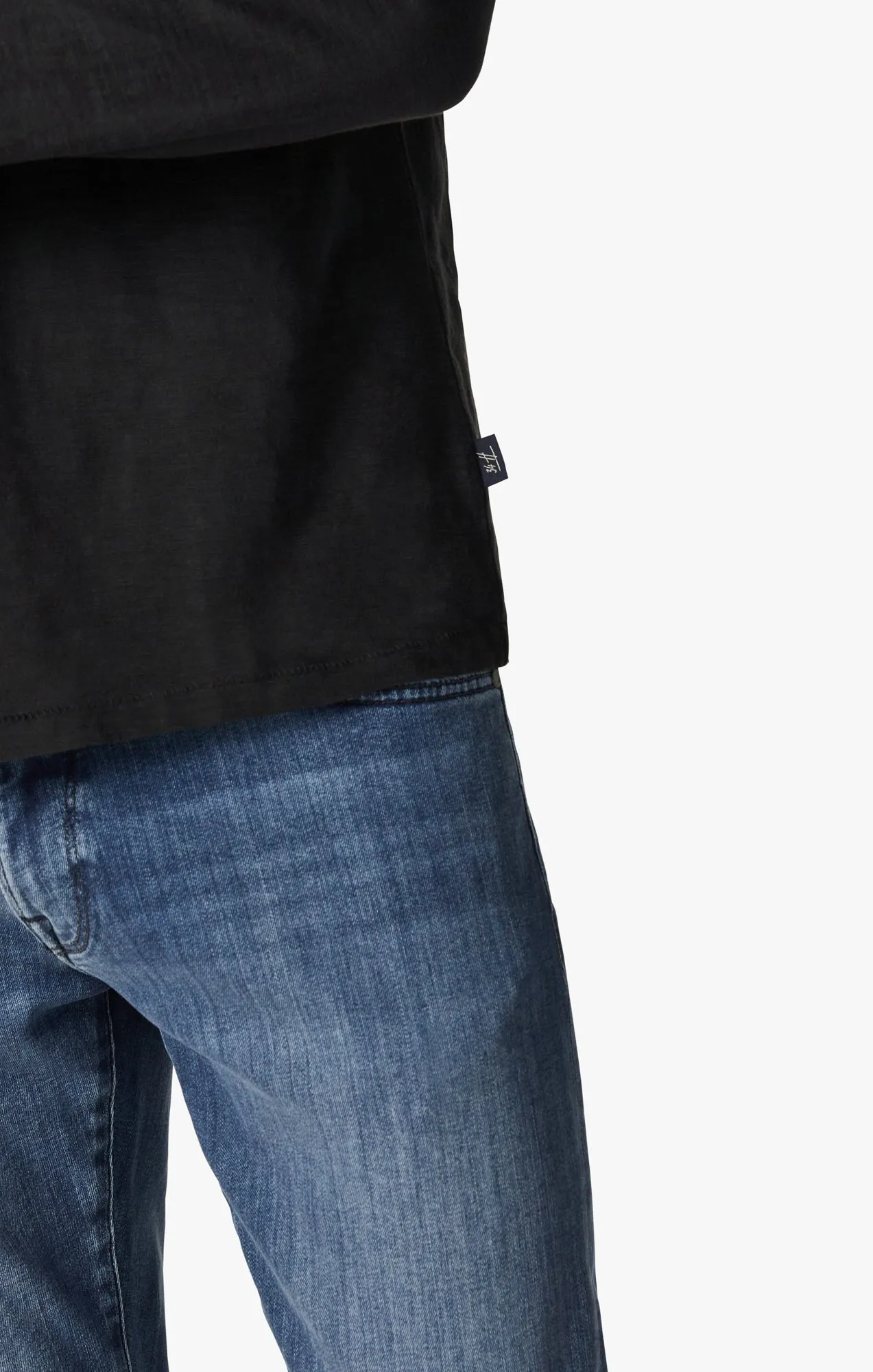 Slub Crew Neck Long Sleeve Shirt in Black
