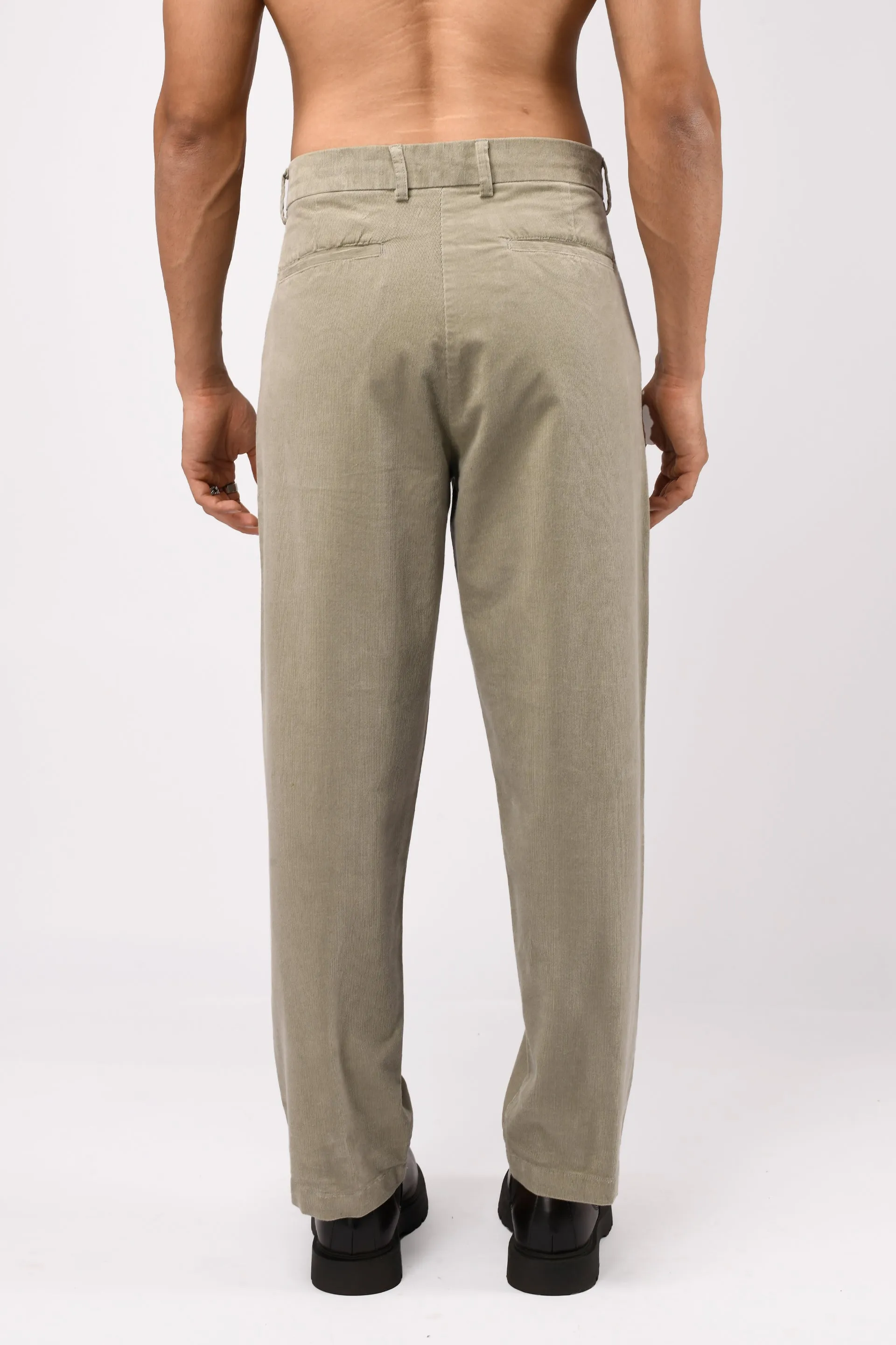 SOFT CORDUROY RELAXED PANTS IN GREY
