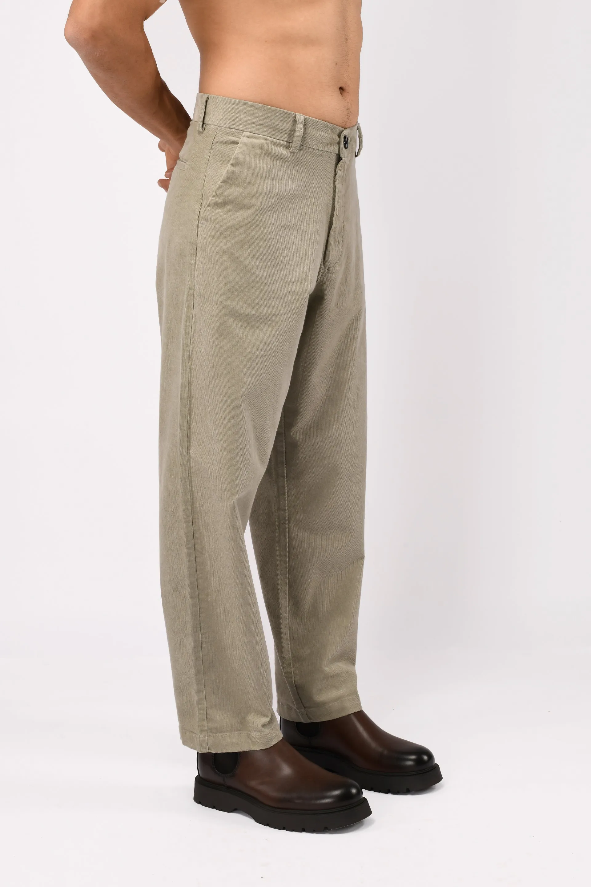 SOFT CORDUROY RELAXED PANTS IN GREY