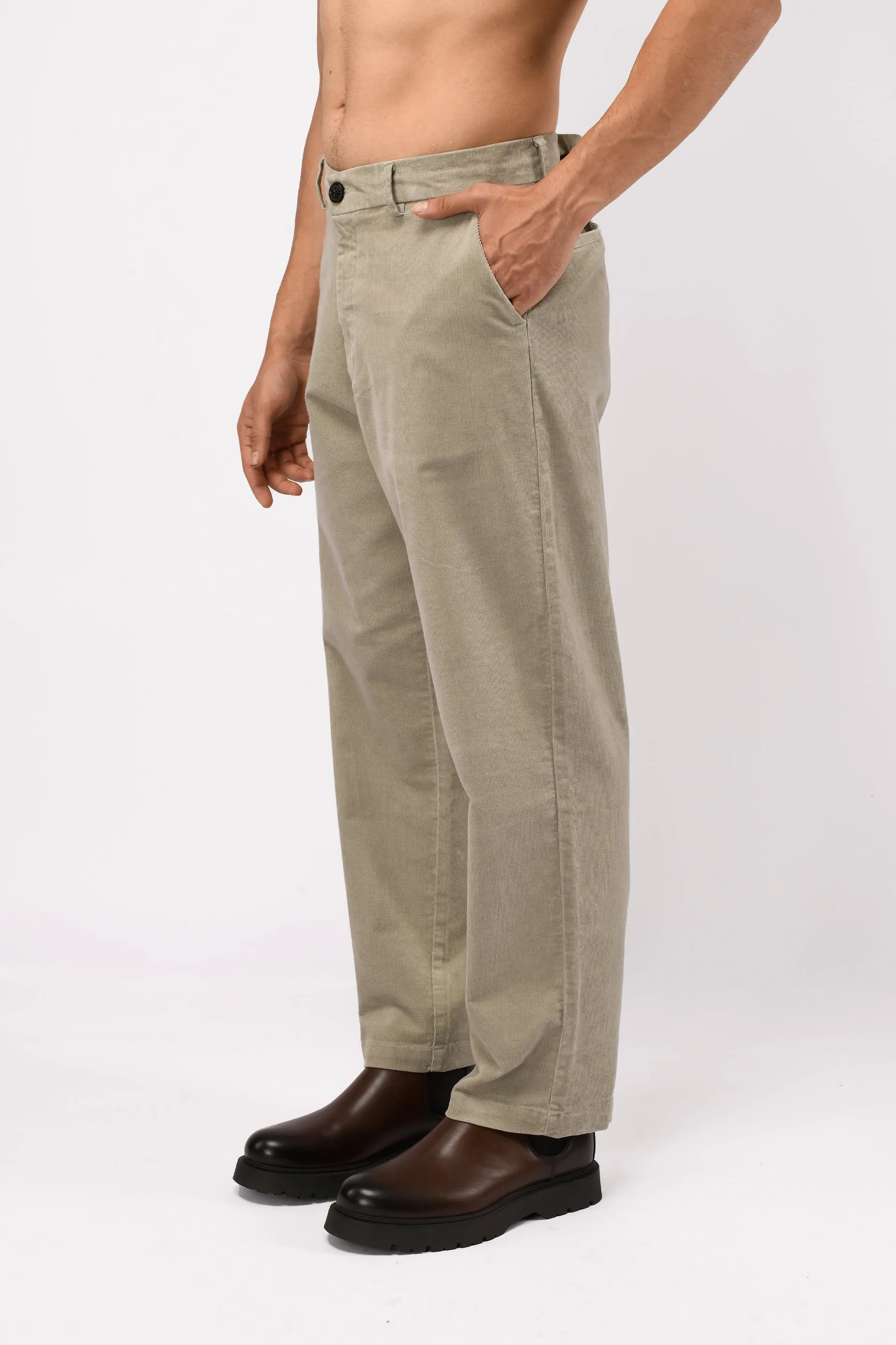 SOFT CORDUROY RELAXED PANTS IN GREY