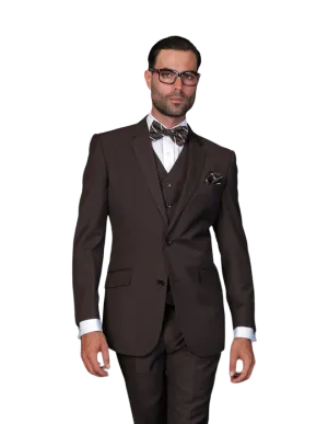 Statement Men's Brown 3Pc Suit 100% Wool