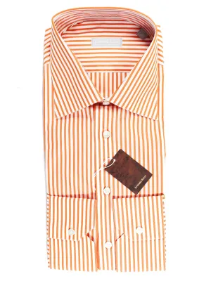 Stefano Ricci Dress Shirt White Orange Stripes 45 - 17 3/4 SALE