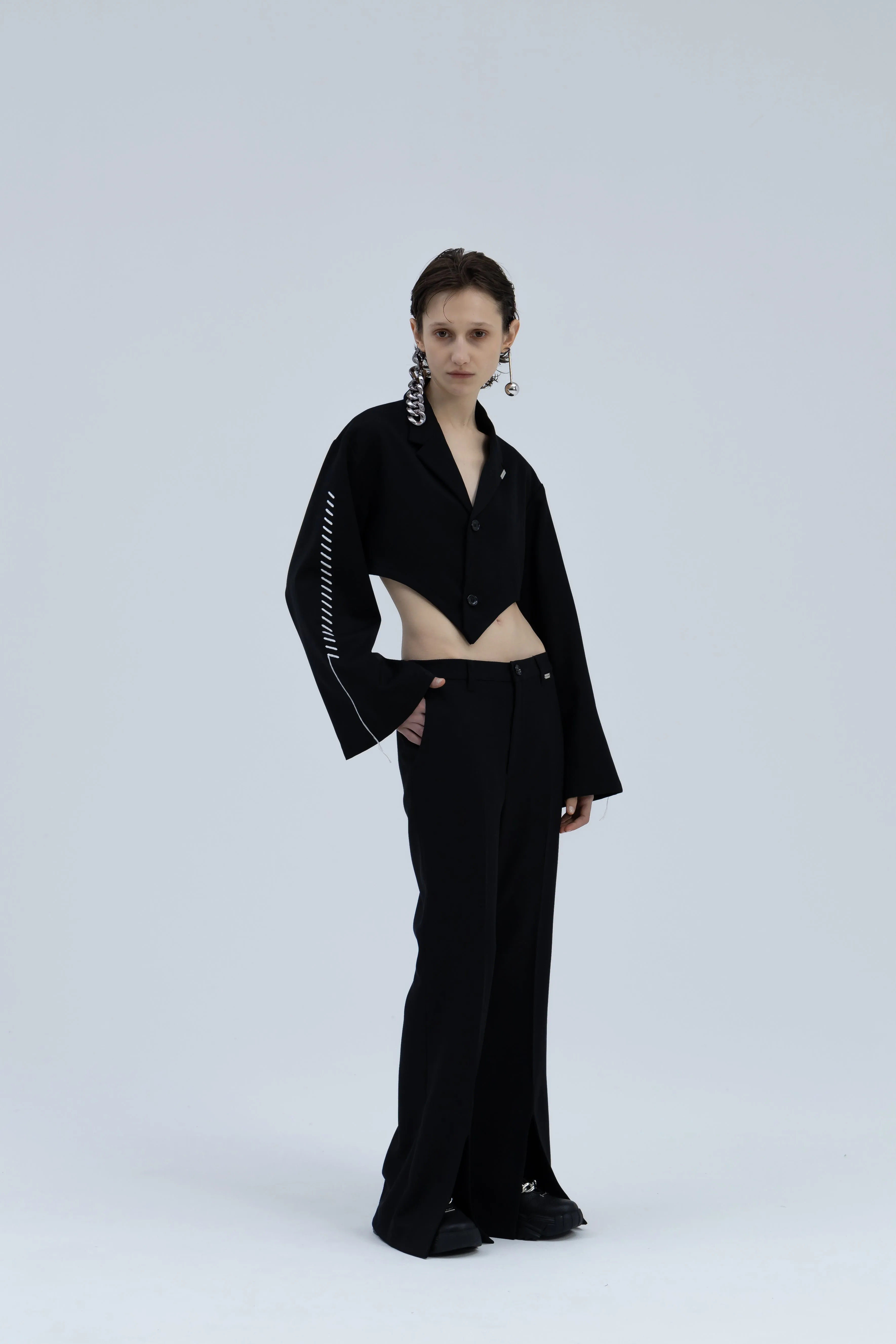 Stitch Short Jacket / TW（Black)