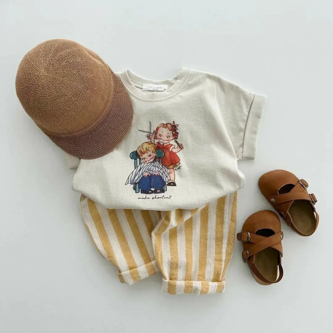 Stripe Relaxed Cotton Pants